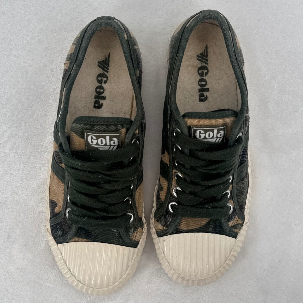 Gola Camouflage Canvas Sneakers in Green, Brown, Black - Picture 5 of 11